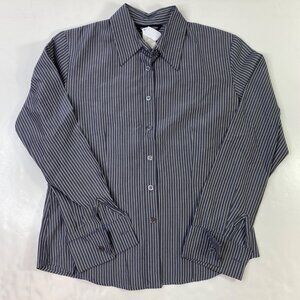 Espirit De Corp Women's Blouse Gray Size M Long Sleeves Collar Cuffs Buttons